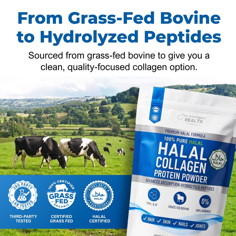 The Intelligent Health Halal Collagen Powder, Bovine Peptides, 450g