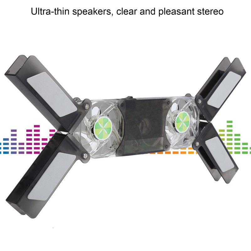 Laptop Cooler Pad Dual Fan Light Emitting Notebook Speaker Foldable