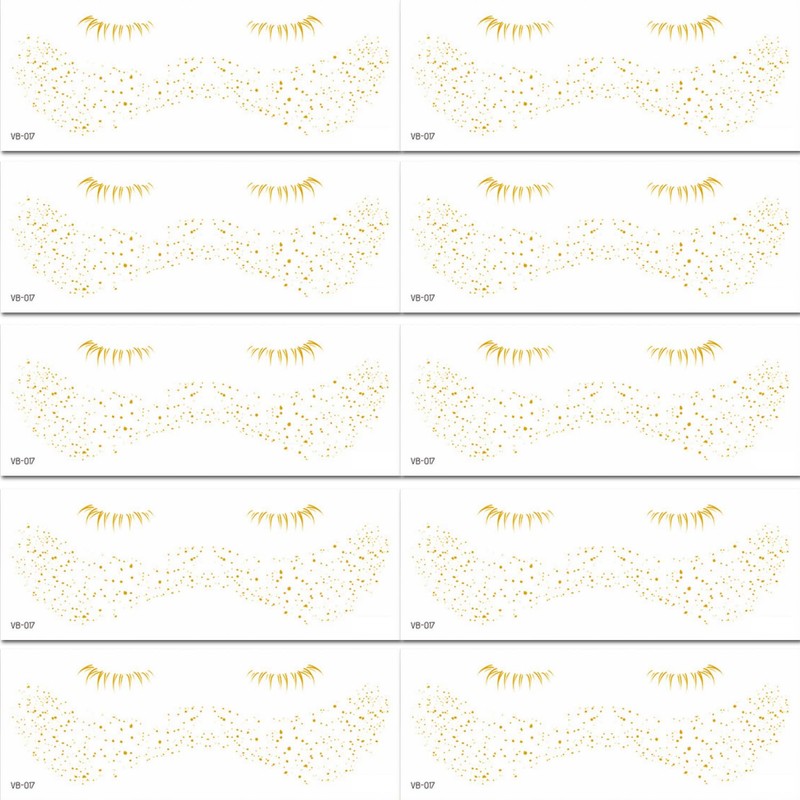 10Pcs Gold Glitter Freckles Face Tattoo,Gold Freckle Makeup Patch,Glitter Freckles,Faux