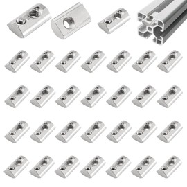 alwaiiz Pack of 50 T-Slot Nuts with Ball Nut 6, 20 Series M4 Carbon Steel Lubricant Nut, T Nuts Screws Set with Centring Bridge for Aluminium Profile Extrusion Slot