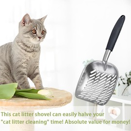 Roysmart Katzenschaufel, Antihaft-katzenstreuschaufel Robustem Aluminium Langlebige Metall Katzenklo Schaufel für Haustier Katzen Kätzchen - Schwarz
