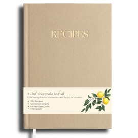 Recipe Book to Write in Your Own Recipes - Recipe Book - Premium Water-Resistant Fabric Hard-Cover Recipe Journal - Blank Recipe Notebook - Keepsake Gift for Mom - Sand