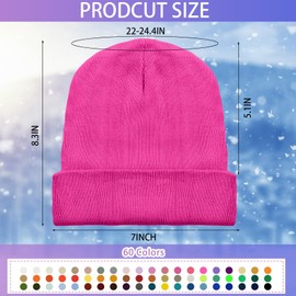 Suhine 60 Pcs Winter Beanie Hats for Men Women Colorful Beanie for Adult Bulk Unisex Warm Knitted Skull Cap for Outdoor