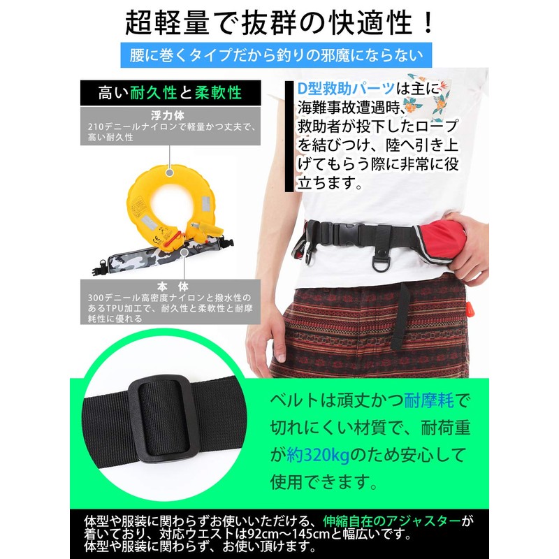 Life JacketBelt, Auto/ Manual Expansion, green