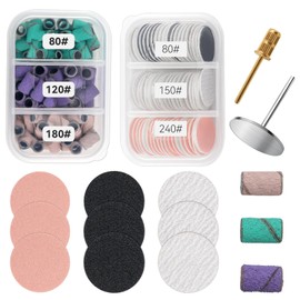 alwaiiz Replacement Nail Cutter Attachments, 75 Pieces Sanding Caps Nail Cutter (Grit 80/120/180) + 60 Pieces Sanding Disc Pedicure (Grit 80/150/240), for Nail Design