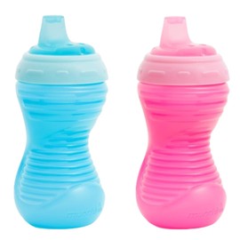 Munchkin Sippy Cups, 10oz Mighty Grip Spill Proof Toddler Cups for 6+Month Old - EZ to Hold Contoured Design, Soft Silicone Spout, Top Rack Dishwasher & Freezer Safe, BPA Free, Kids Cup (Pink/Blue)