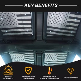 autotrim000 Roof Sunshade Front & Rear Top Windows Sun Shade For Hummer EV 2022-2025 US Flag