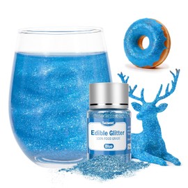 Twisweet Blue Edible Glitter for Drinks, Cocktail Shimmer Powder & Food Grade Luster Dust for Sparkling Cocktails, Ocean Beverages & Dessert Decorating, Vegan, 10g