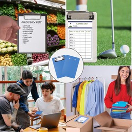 AZWOOD Mini Clipboard, 10 x 15 cm Plastic Clipboard, Small Clipboards with Pen Holder for Notepads, Receipts, Pocket Lists (Blue, 4pcs)