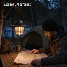 Rechargeable Retro Camping Lantern, 1200mAh Dimmable LED Hanging Tent Light with 4 Modes, Type-C Charging and IPX4 Splash Resistance for Hiking, Fishing and Emergencies