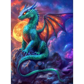 Prime Time Puzzles 1000 Piece Jigsaw Puzzle for Adults - Fantasy Dragon Under The Moonlight - Drago