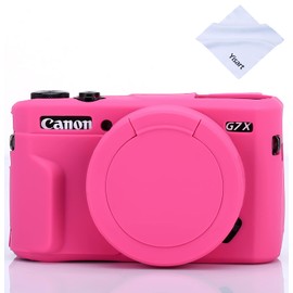 G7X Mark II G7X - Funda de silicona extraíble para cámara Canon PowerShot G7X II G7X (Rosered)