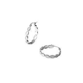 Purelei® Purelei Koko Hoop Earrings - Elegant Earrings with Matte Oval Details & Metal Beads - Stainless Steel in Gold, Silver or Rose Gold - 24 mm Diameter, Stainless Steel, Abalone