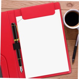 Operitacx Folder WordPad Menu Writing Utensils File Folder Sticky Notes Coloured Paper Clips Portable Clipboard Bill Magnetic Buckle Support Board Folder A5 Cash Notes Red
