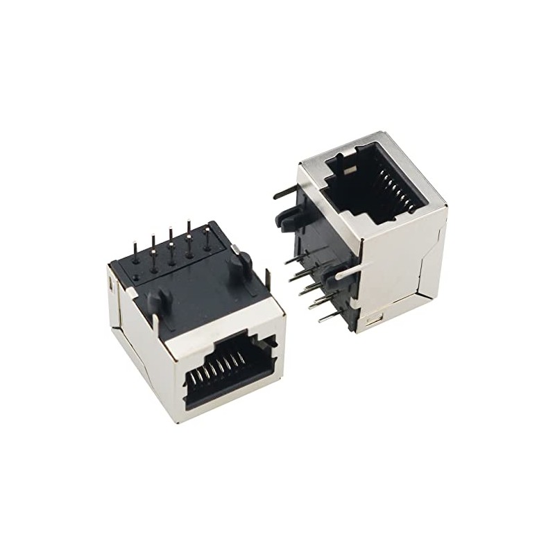 Conector de PCB RJ45 10 piezas RJ45 blindado 8P8C 90