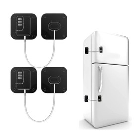 Hyesrtey Pack of 2 Fridge Lock with Code, Fridge Lock, Child Lock, Freezer Door Lock for Refrigerators, Washing Machines, Cabinets, Wardrobes, Wine Coolers, Windows (Black)