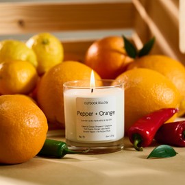 Outdoor Fellow Pepper and Orange Luxury Scented Candle, 40+ Hour Burn Time, Coconut & Apricot Wax Blend, Luxury Jar Candle for Home (8oz)