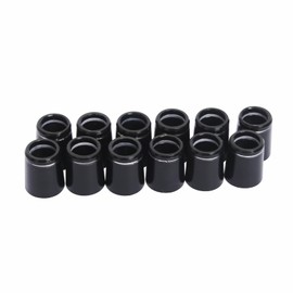 Mariyandh 12 Pcs 0.355'' Black Golf Club Ferrules for Irons Shaft Universal with Single Silver Ring （8.9mm*16mm*13.5mm）