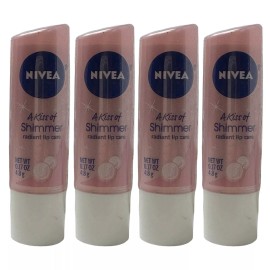 NIVEA 4 Pack Nivea A Kiss Of Shimmer Radiant Lip Care 0.17 oz Silk Tinted Germany RARE