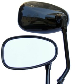 MotorToGo Glossy Black Motorcycle Rear View Side Oval Mirrors Compatible For 2014 Yamaha Bolt XVS950 R Spec