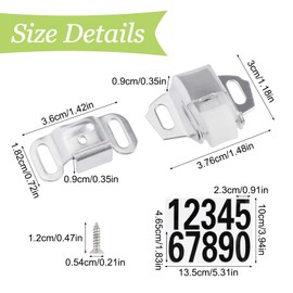 UFURMATE Mailbox Replacement Roller Catch Latch with Screws & Number Stickers 2 Sets Single Roller Wheel Spring Door Catch Latch for Cabinet Furniture Closet Drawer RV (Silver)