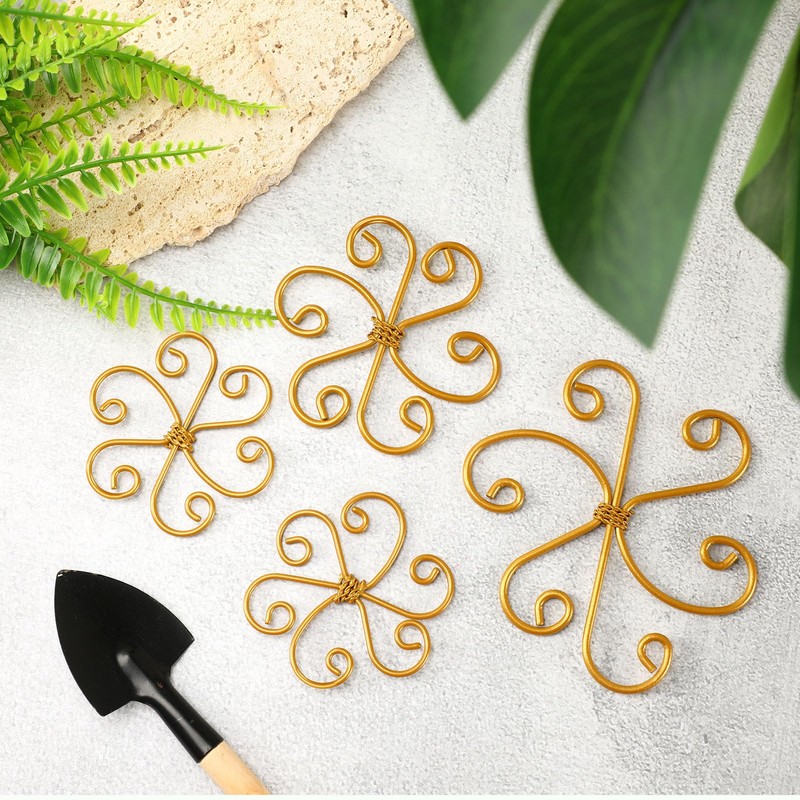 Augshy 4 Pcs Plant Stem Support,Gold Metal Climbing Holder Stabilizer