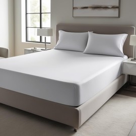 Fitted Sheet Super Soft 100% Egyptian Cotton Cosy Easy Care Bed Linen Luxury & Ultra Soft Hotel Quality Bedding Bed sheet 30cm Deep Non Iron (White, King)