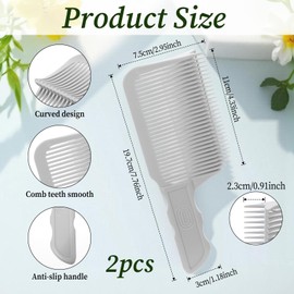 BOHUIZ 2Pcs Barber Fade Comb, Blend Fade Combs Professional Barber Positioning Hair Comb Flat Curved Push Edge Combs Hair Cutting Fades Guide Tools for Home & Salon Use