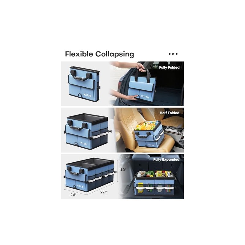 HOTOR Car Trunk Organizer - Foldable Trunk Organizer for SUV,