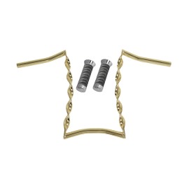 OG Lowrider Handlebar Flat Twisted 15" 25.4mm Gold, Grips Velour Swirl Silver