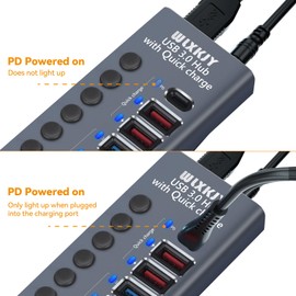 Aumenta el rendimiento de tu dispositivo con nuestro concentrador USB 3.0 de aluminio. Divisor de 10 puertos para una conectividad sin problemas, 7 puertos USB 3.0 de transferencia de datos de alta