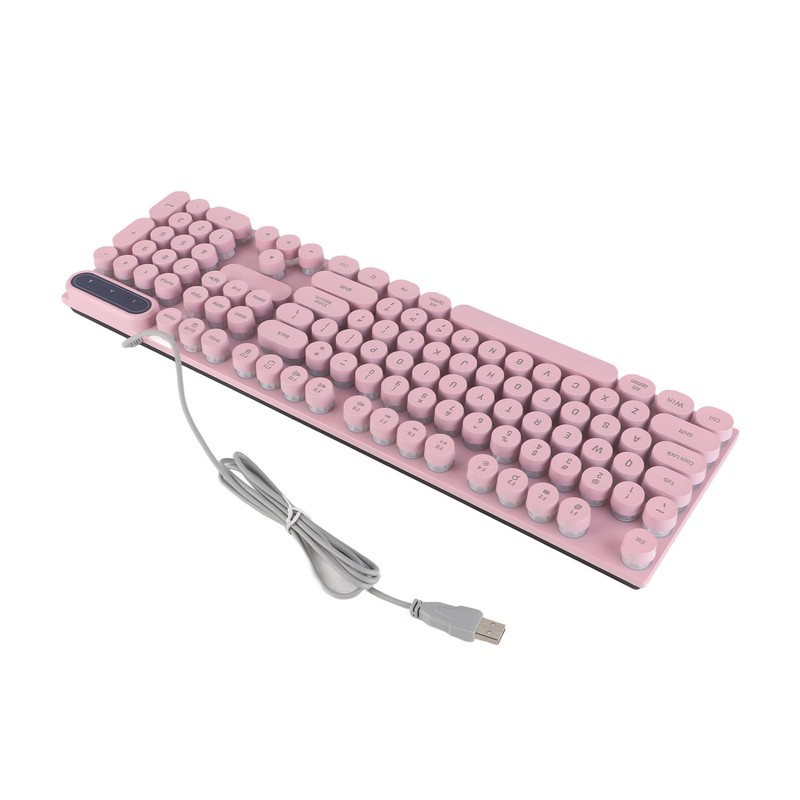 Gaming Keyboard USB Round 104 Keycaps Backlit Ergonomic Fodable Feet