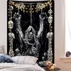 Yrendenge Skull Tapestry, Human Skull Wall Hanging, Black and White