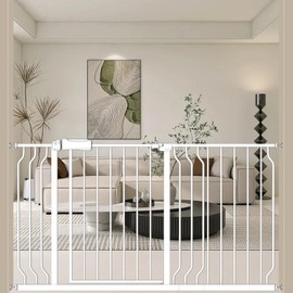 ALLAIBB Extra Wide Pressure Mount Baby Gate Auto Close Metal Child Dog Pet Safety Gates with Walk Through for Stairs,Doorways,Kitchen and Living Room (52.76-57.48"/134-146cm)