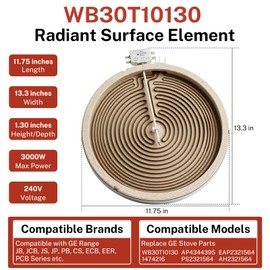 FrigeSwift WB30T10130 12in Dual Radiant Element for GE Electric Stove