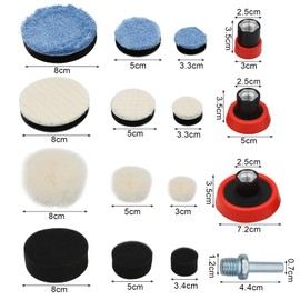 VEGCOO 32 Pcs Car Polishing Pad Kit, Drill Polishing Pads, Car Polishing Pads for Drill, Polishing Drill Attachment with M14 Drill Adapters, Sponges Buffing Pads for Car Sanding, Polishing, Waxing