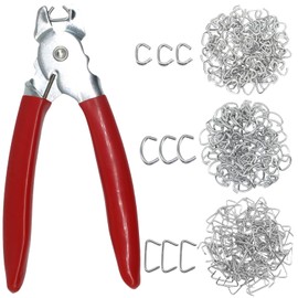 Hog Rings Pliers Kit, 360 Pcs 3/4", 1/2", 3/8" Galvanized Steel Hog Rings with Pliers, Hog Rings for Furniture Upholstery, Animal Pet Cages, Cords, Meat & Sausage Casings, Bagging (360 Pcs)