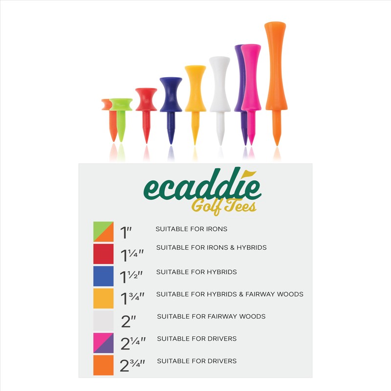 ECADDIE Purple 59mm Plastic Castle Graduated Golf Tees (25 Pack)