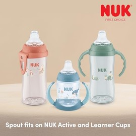 NUK - Boquilla de silicona de repuesto para vasos NUK Active y Learner, transparente, paquete de 3