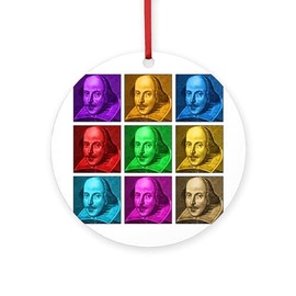 CafePress Shakespeare Pop Art Round 4" MDF Holiday Ornament