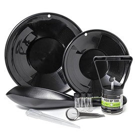 ASR Outdoor Gold Panning Kit Gold Rush Prospecting Tools Accessories 10pc - Black