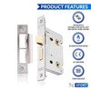 XFORT® Polished Chrome Bathroom Lock 75mm for Internal Wooden Doors,