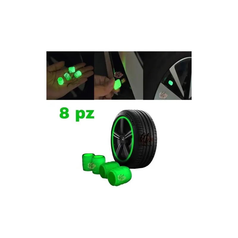 Tapon Luminoso Para Valvula De Llanta Fluorescente 8pz