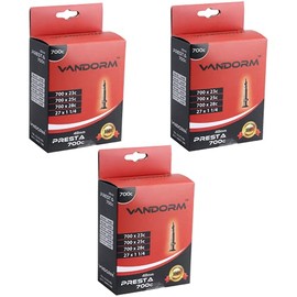 3 PACK Vandorm 700c x 23c - 28c Presta Valve Butyl 27" High Pressure Road Bike Inner Tubes