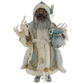 Windy Hill Collection 16" Inch Standing Aquamarine African American Ethnic Santa Claus Christmas Figurine Figure Decoration 161032