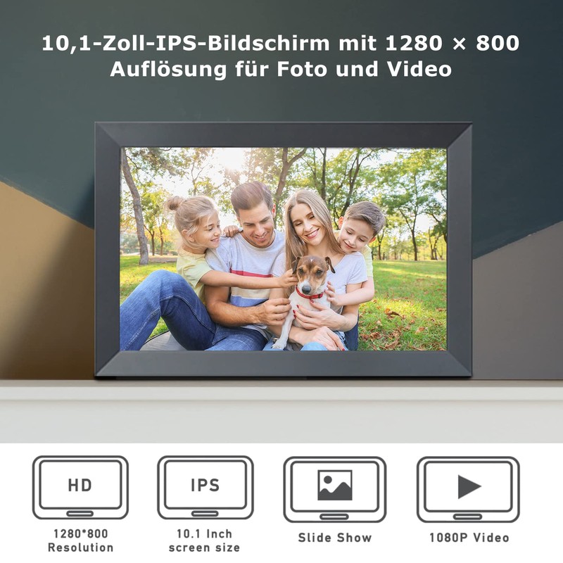 Aorpdd Digital Picture Frame WiFi 10.1 Inch HD IPS Touch