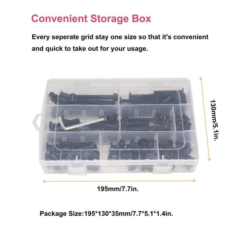 cSeao 114Pcs M6 Black Flat Head Allen Bolt Joint Connecting