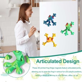 Articulated 3D Printed Frog Decorative Fridge Magnets - Funny Refrigerator Magnets for Locker Kitchen Car Desk (Green)