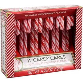 Greenbrier (1) Box Candy Canes - Natural Peppermint Flavor Red & White Stripes - 12 Individually Wrapped Pieces per Box - Holiday & Christmas Candy - Net Wt. 4.23 oz