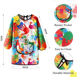 Kids Painting Apron - Waterproof Long Sleeve Art Apron with Pockets for Children, Kids Aprons for Painting, Cooking, and Crafting